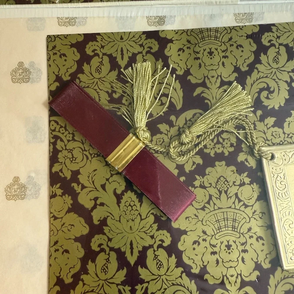 Vintage Victoria's Secret Gift‎ Bags Set London Gold Damask Ribbon Tassel NOS